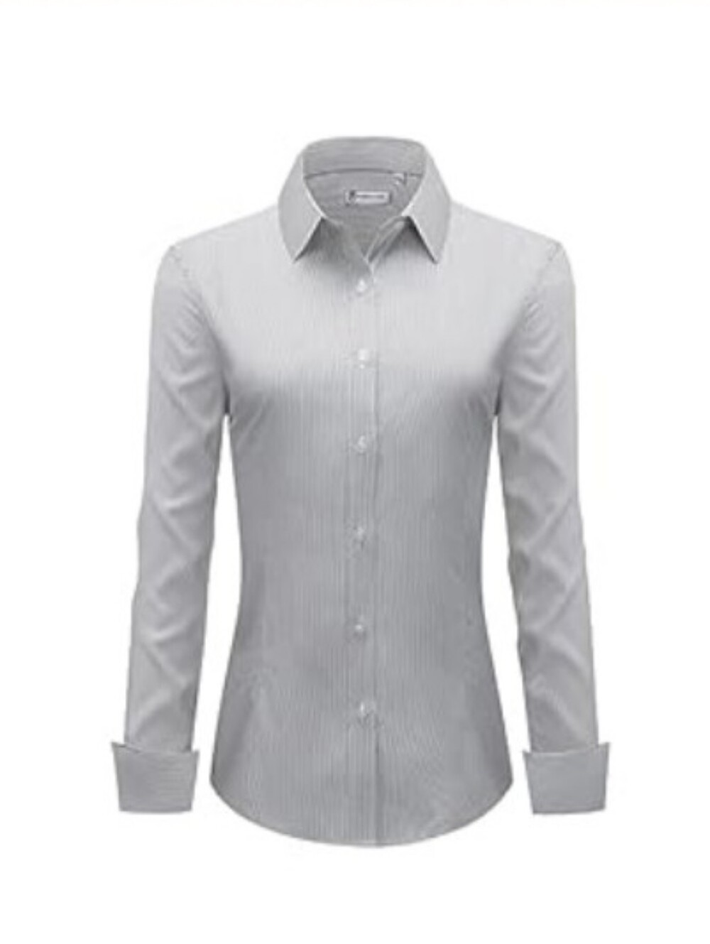 Women's Grey & White Striped Button Down Shirt Medium
